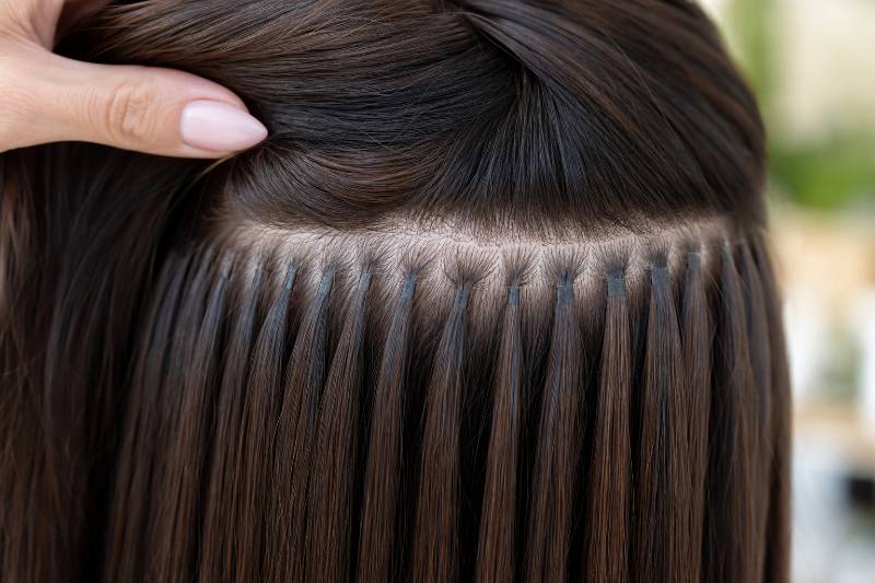 Gentle Scalp Care: 4 Powerful Secrets for Hair Extensions 4 A close-up of hands gently washing hair with extensions under a shower, illustrating effective gentle scalp care.