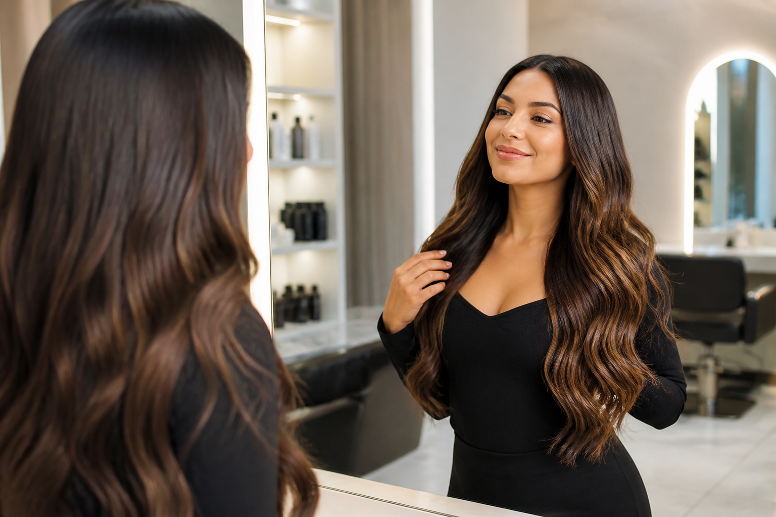 Extension Concerns Addressed: 5 Brilliant Answers for a... 4 Hair extension specialist demonstrating proper care techniques, ensuring extension concerns addressed are handled professionally