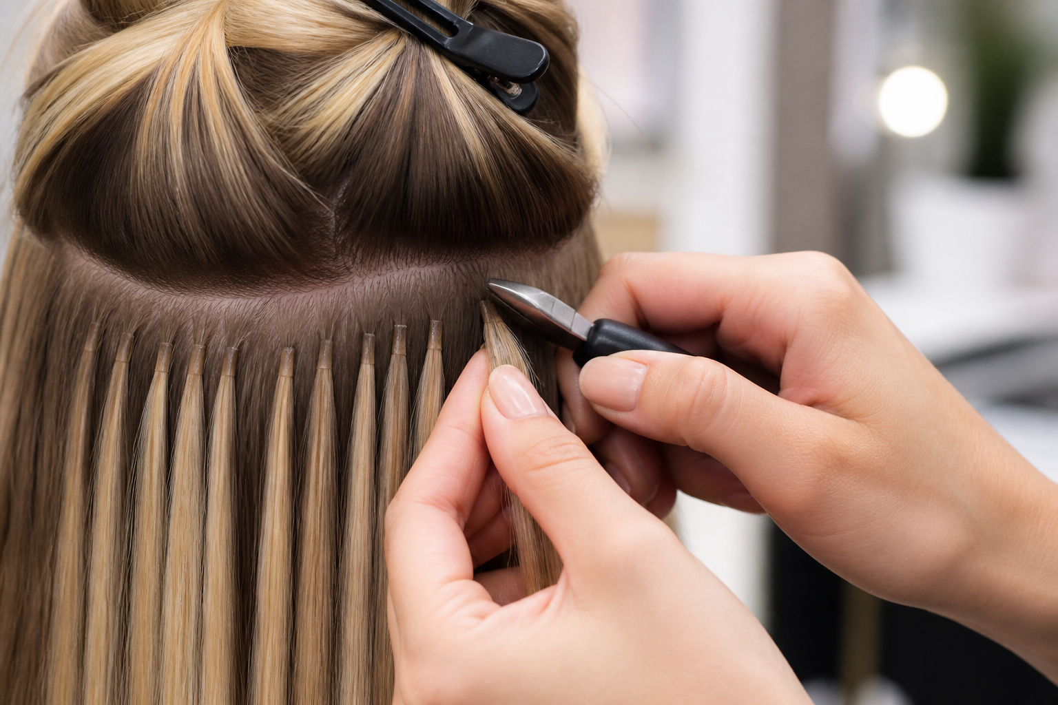 keratin for hair extensions showing strong, discreet bonds