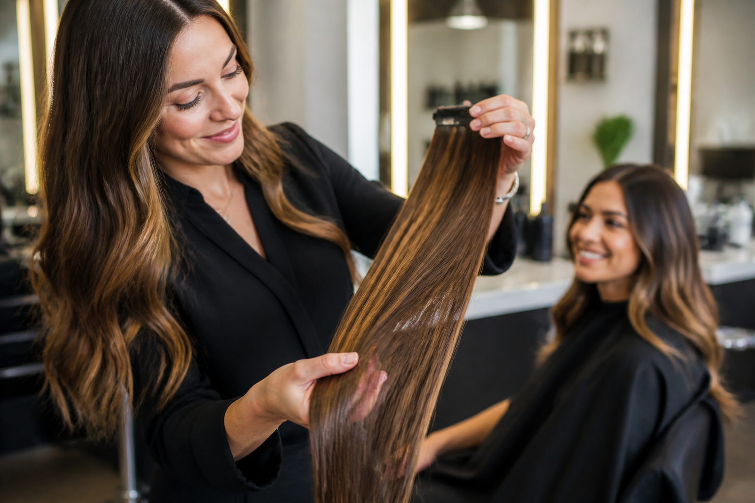A close-up of vibrant, freshly colored hair extensions, showcasing the success of safe extension coloring techniques.