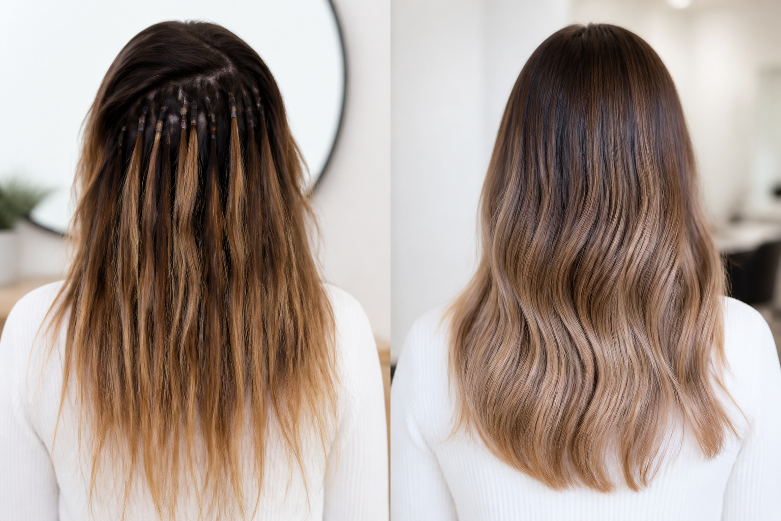 Healthy natural hair after safe extension removal, showing no damage