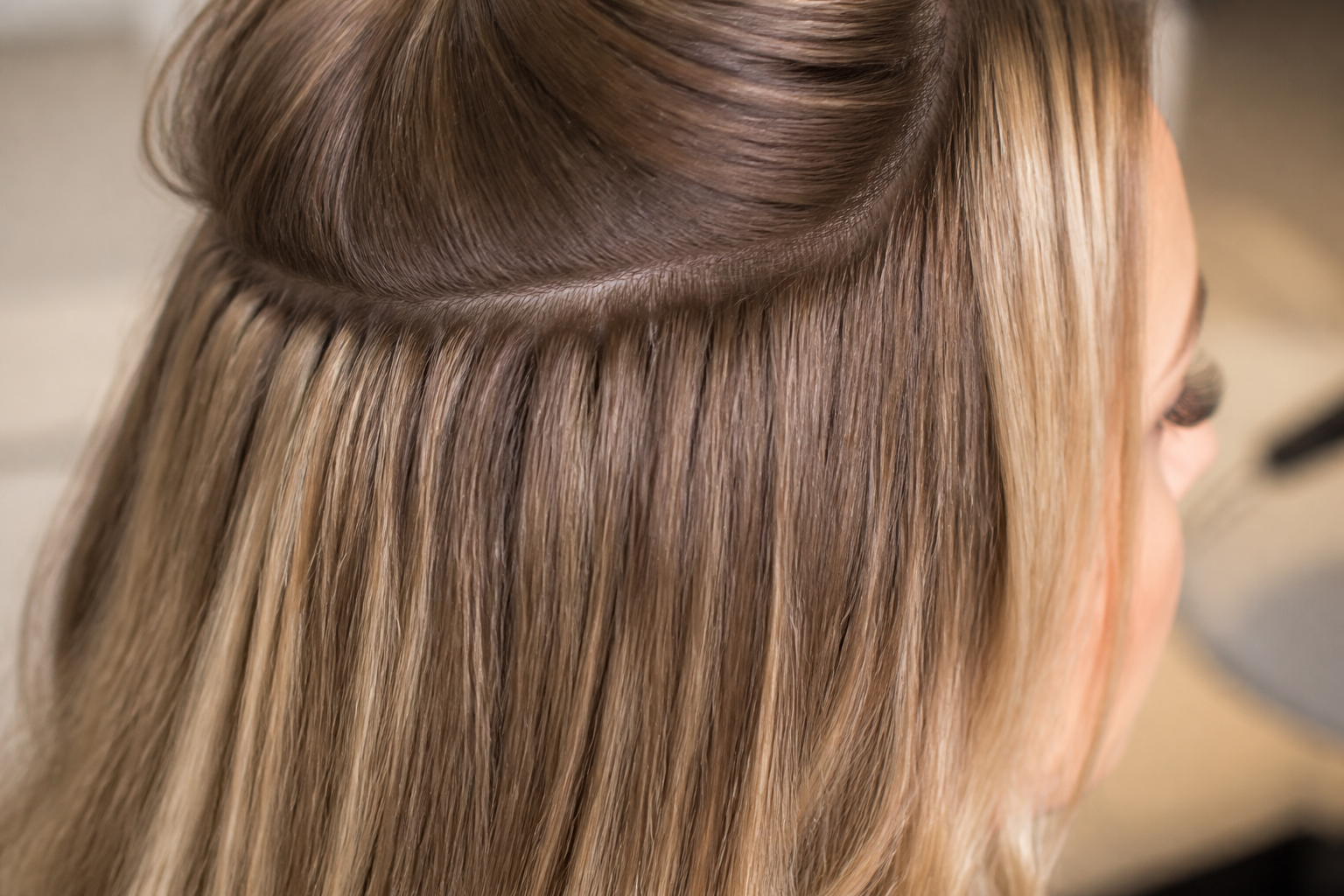 extension pricing guide with luxurious hair extensions and money-saving symbols
