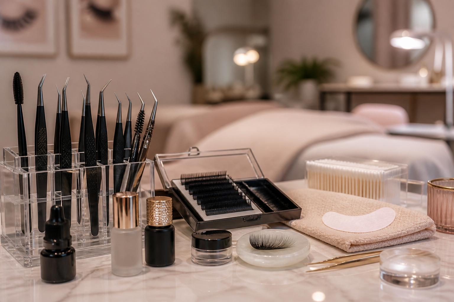 Eyelash Fill Maintenance: 6 Ultimate Tips for Lasting Beauty 4 Two hands carefully applying a specialized lash cleanser to beautiful, healthy eyelash fills, demonstrating a key step in prolonging their beauty. Soft, diffused lighting, elegant and practical. 16:9 aspect ratio.