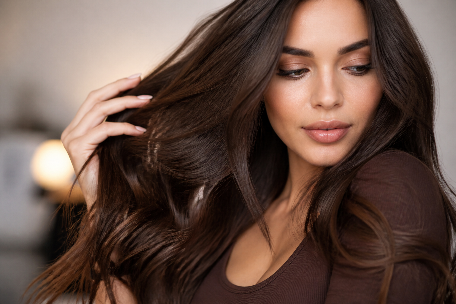 Close-up of healthy, well-maintained hair extensions blending seamlessly with natural hair, highlighting hair extension confidence.
