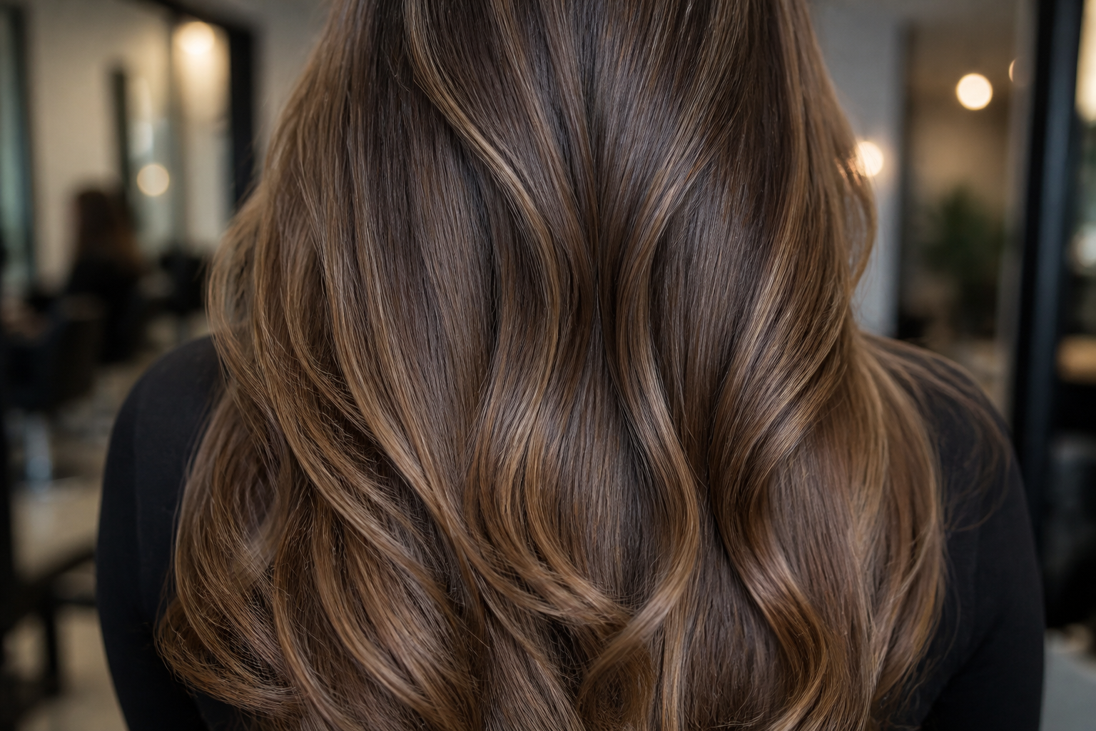 Close-up of a stylist meticulously blending hair extensions using advanced extension shaping techniques